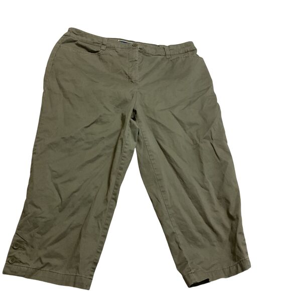Karen Scott Green Cotton Capri Pants Size 14 with Pockets - Picture 2 of 9